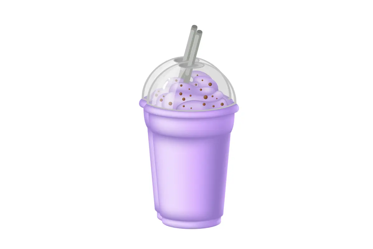 Homemade Grimace Shake with whipped cream topping and purple sprinkles