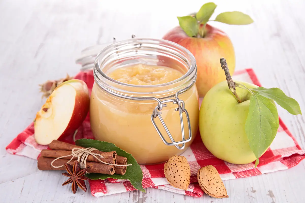 Bowl of cinnamon applesauce.