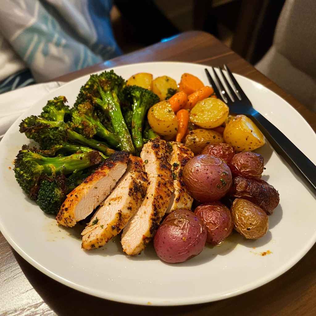 Herb‑Roasted Chicken with Garlic Butter Veggies & Crispy Potatoes
