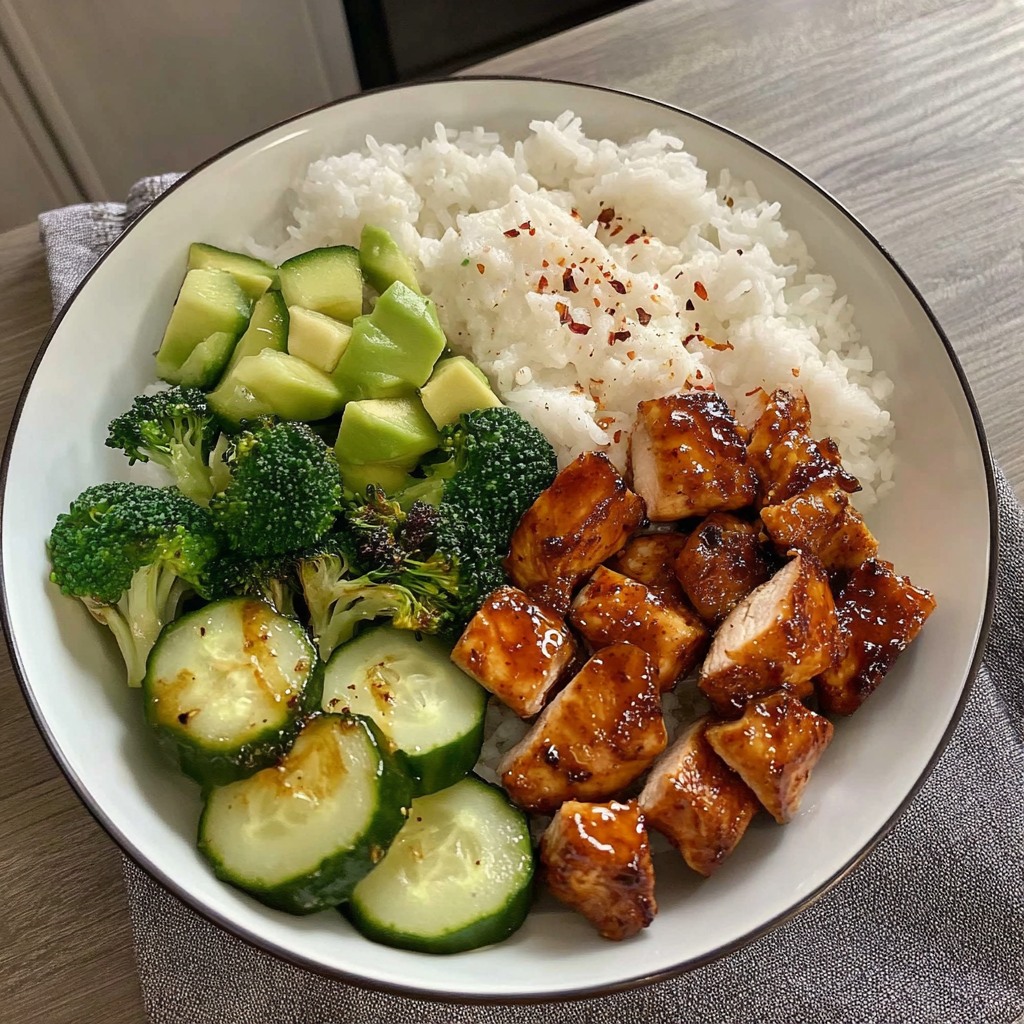 Glazed Chicken Rice Bowl with Broccoli & Cucumber