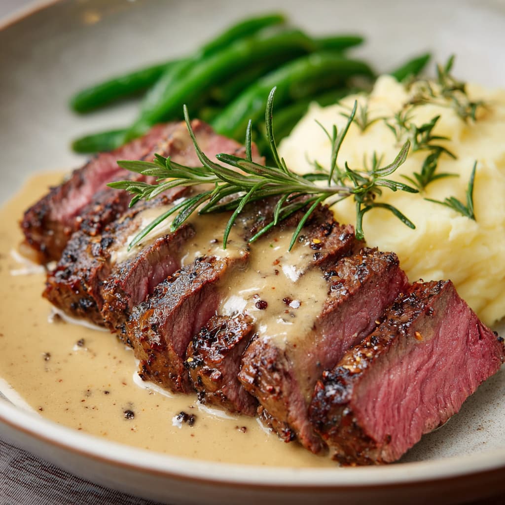 Filet Mignon with Peppercorn Cream