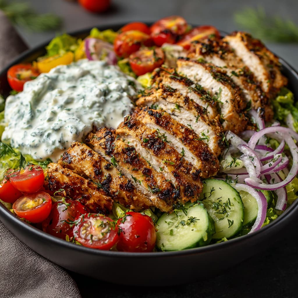 Grilled Chicken Greek Salad with Tzatziki: A Fresh, Flavor-Packed Classic