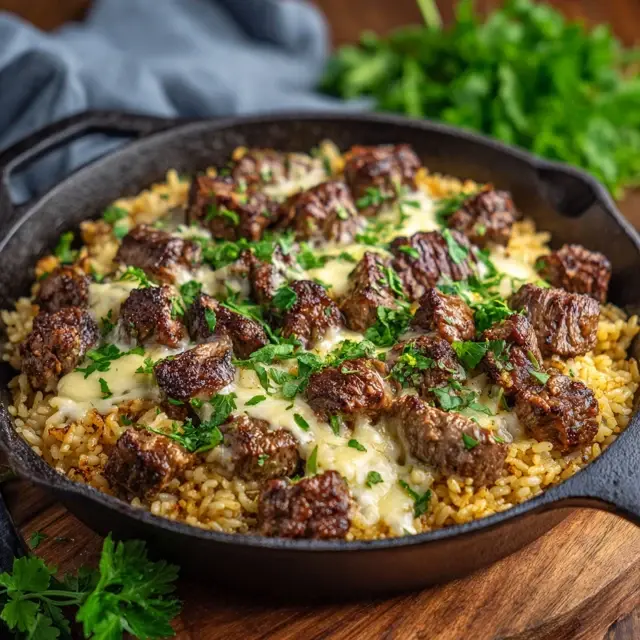 High Protein Philly Cheesesteak Rice Bowls