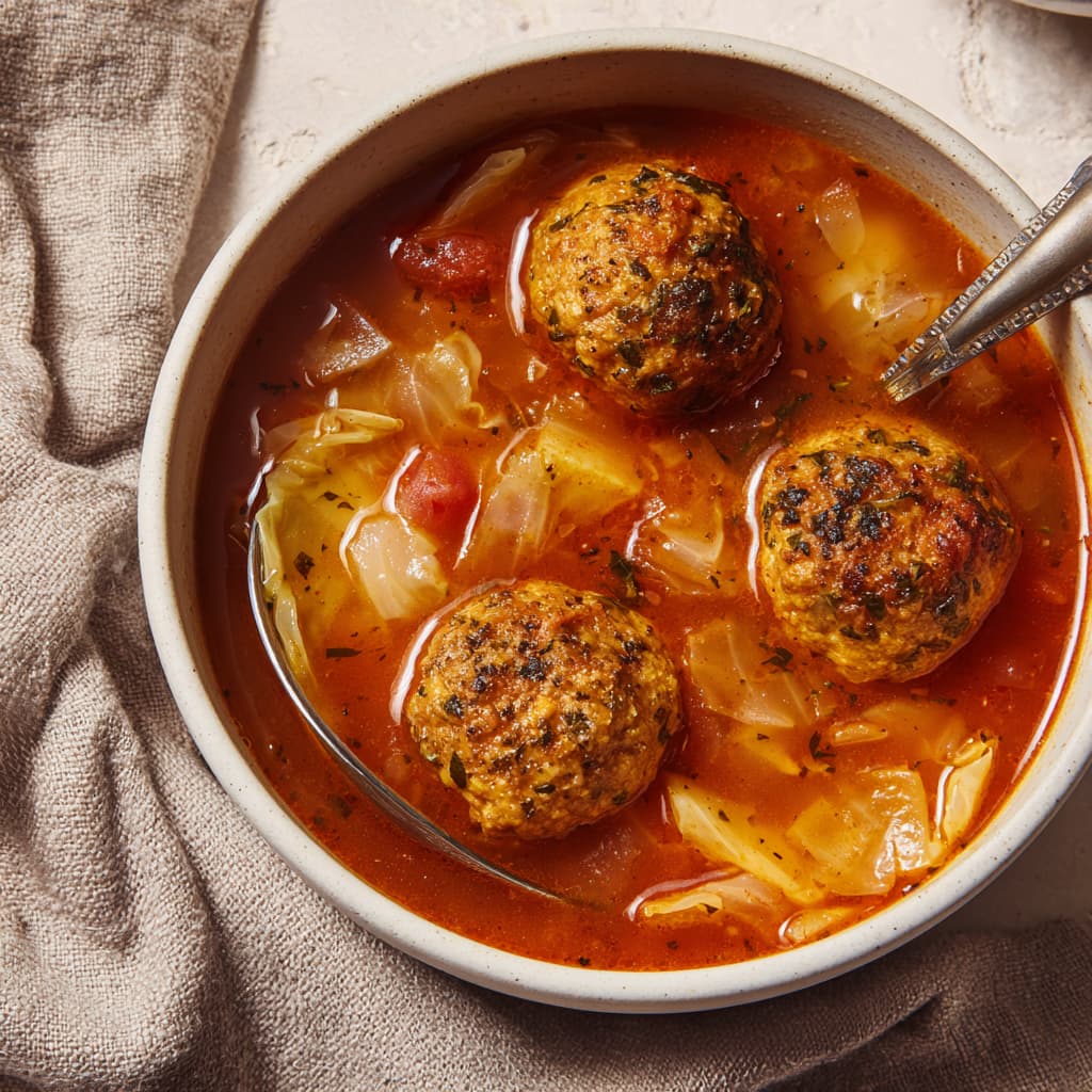 Hearty Meatball and Cabbage Soup