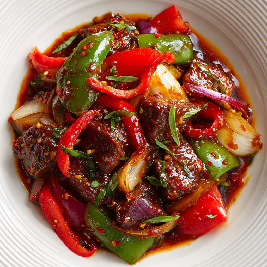 Pepper Steak with Bell Peppers and Onion
