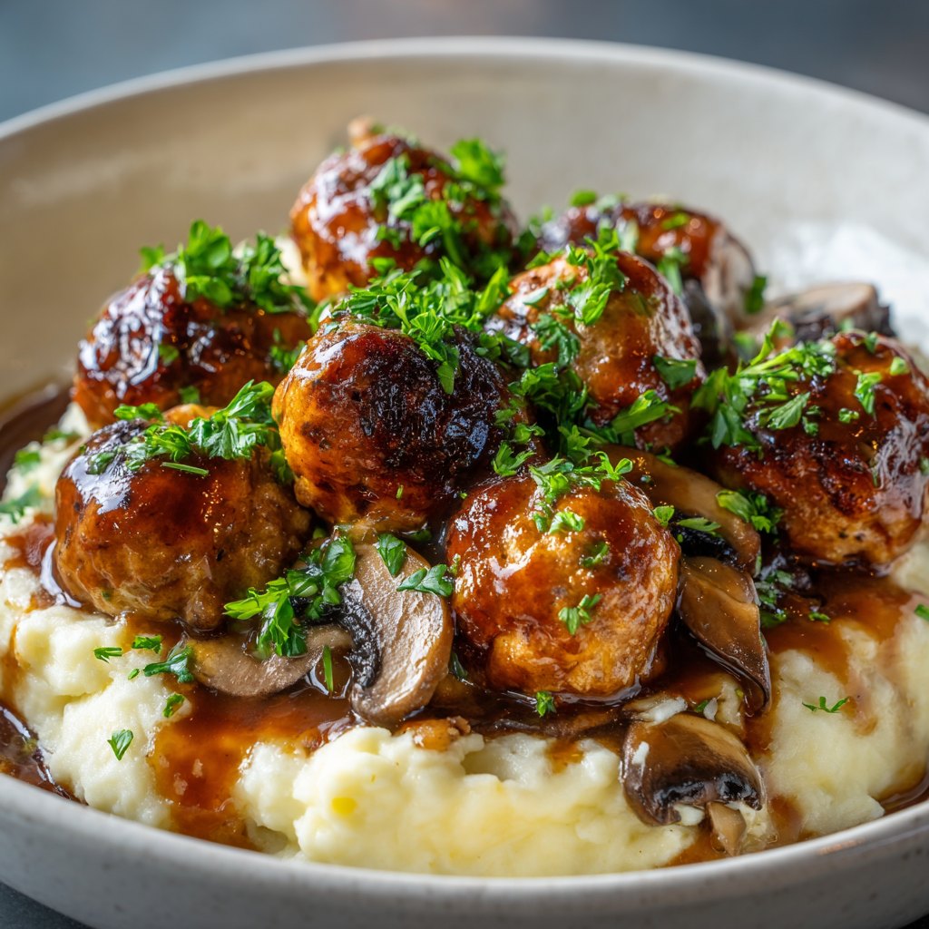 Gourmet Meatballs in a Rich Mushroom Sauce