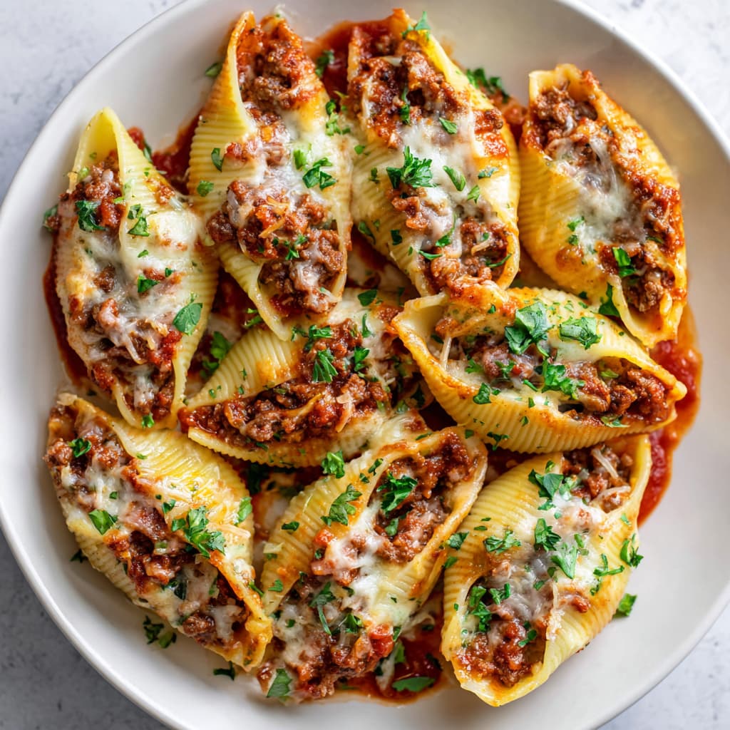 Beef-Stuffed Shells with Creamy Ricotta
