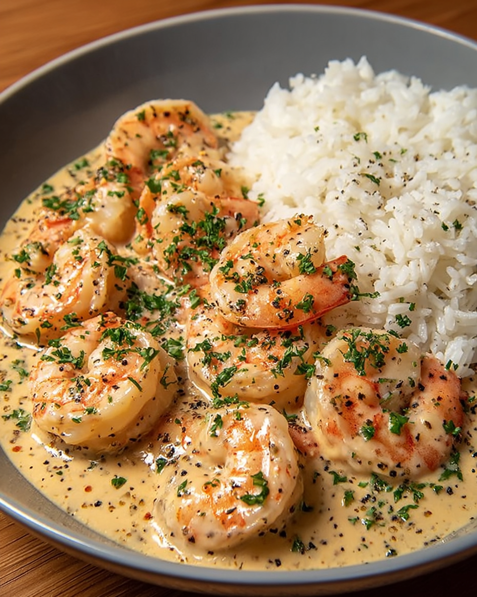 Creamy Garlic Butter Shrimp Bowl with Herb Rice