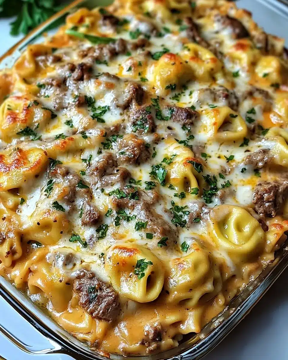 This Is How To Make Steak Tortellini with Onion & Pepper Bake