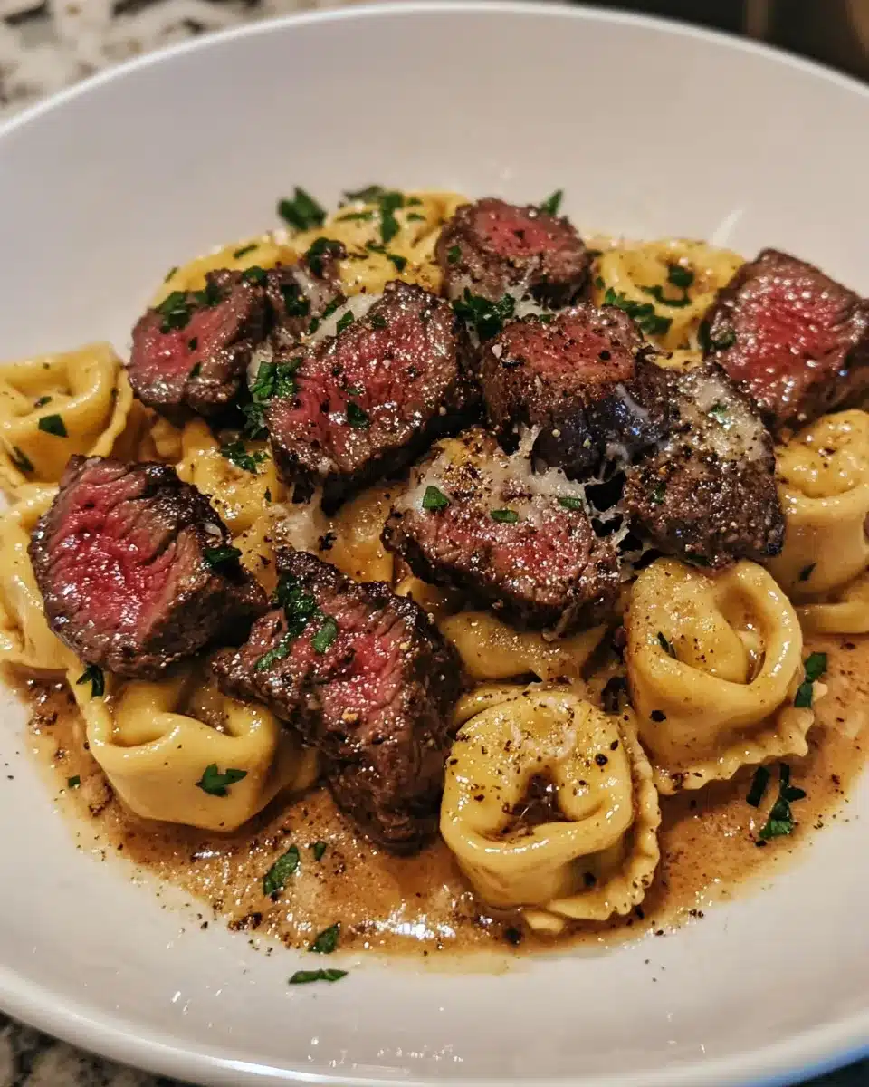 The Best Steakhouse Tortellini with Seared Steak Bites Recipe