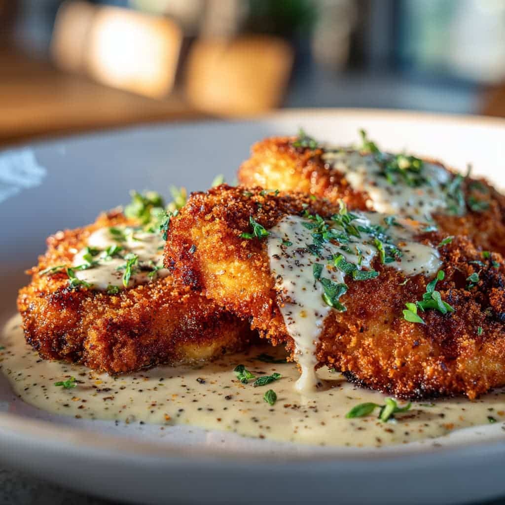 Crispy Parmesan Chicken with a Dreamy Garlic Cream Sauce: Comfort Food Perfection