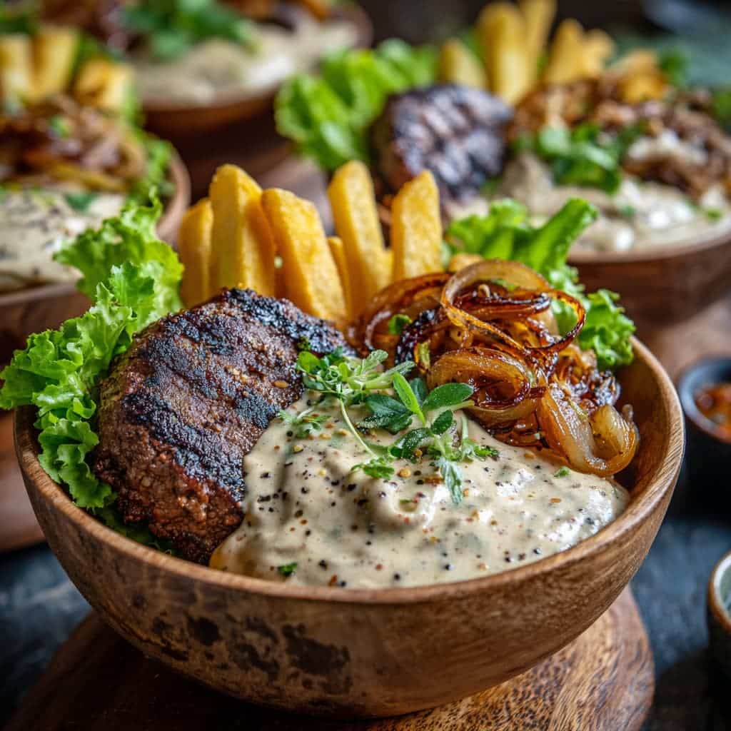 Burger Bowls with Caramelized Onion Aioli: A Low-Carb Twist on a Classic Favorite