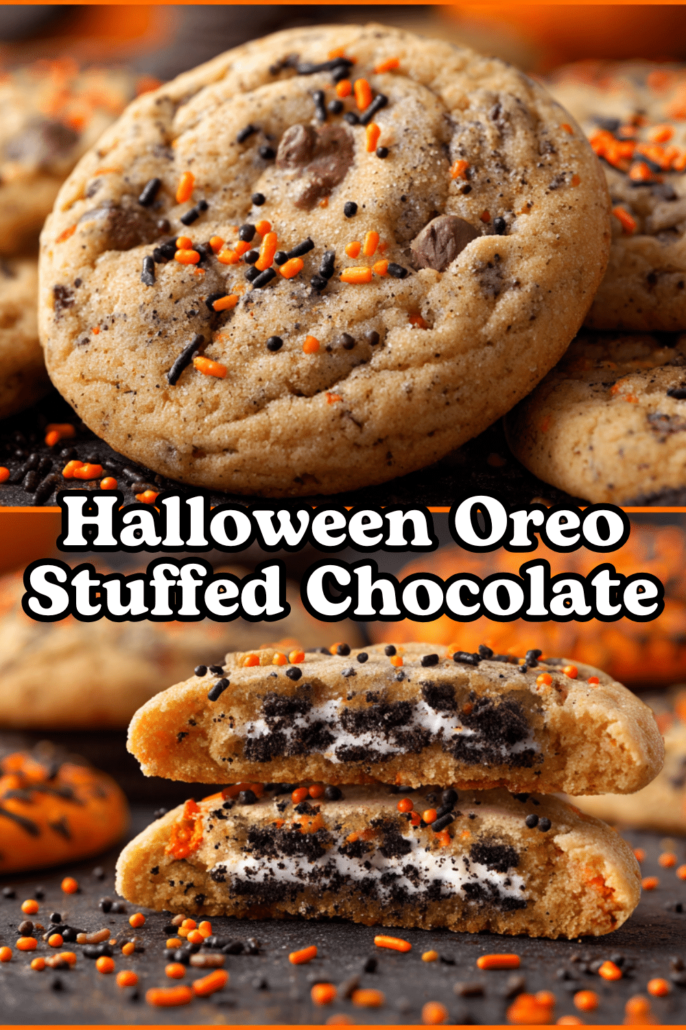 Halloween Oreo Stuffed Chocolate Chip Cookies Recipe