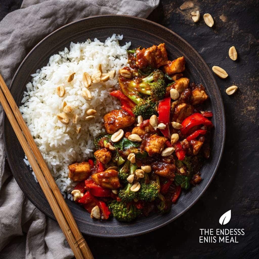 Thai Red Curry Chicken with Broccoli, Peppers & Rice