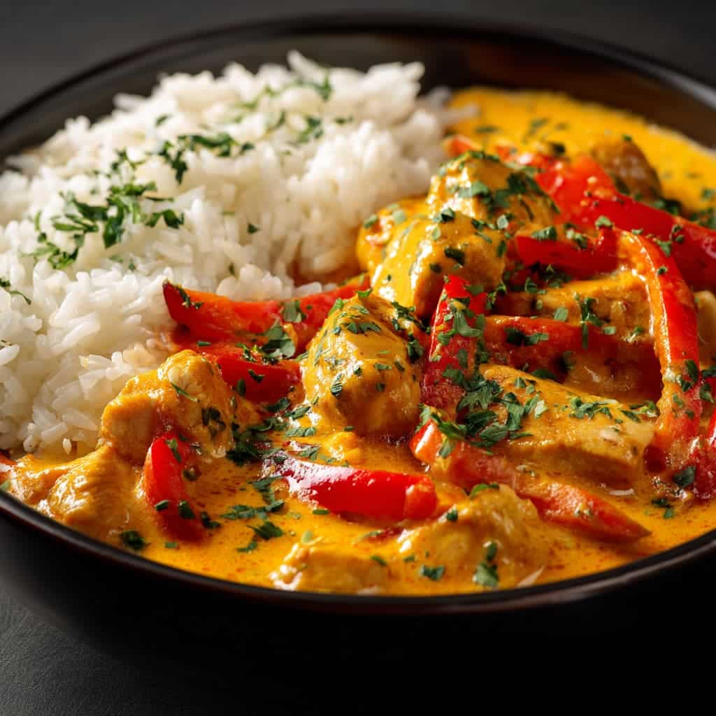 Epic Chicken & Bell Pepper Stew with Fluffy Rice