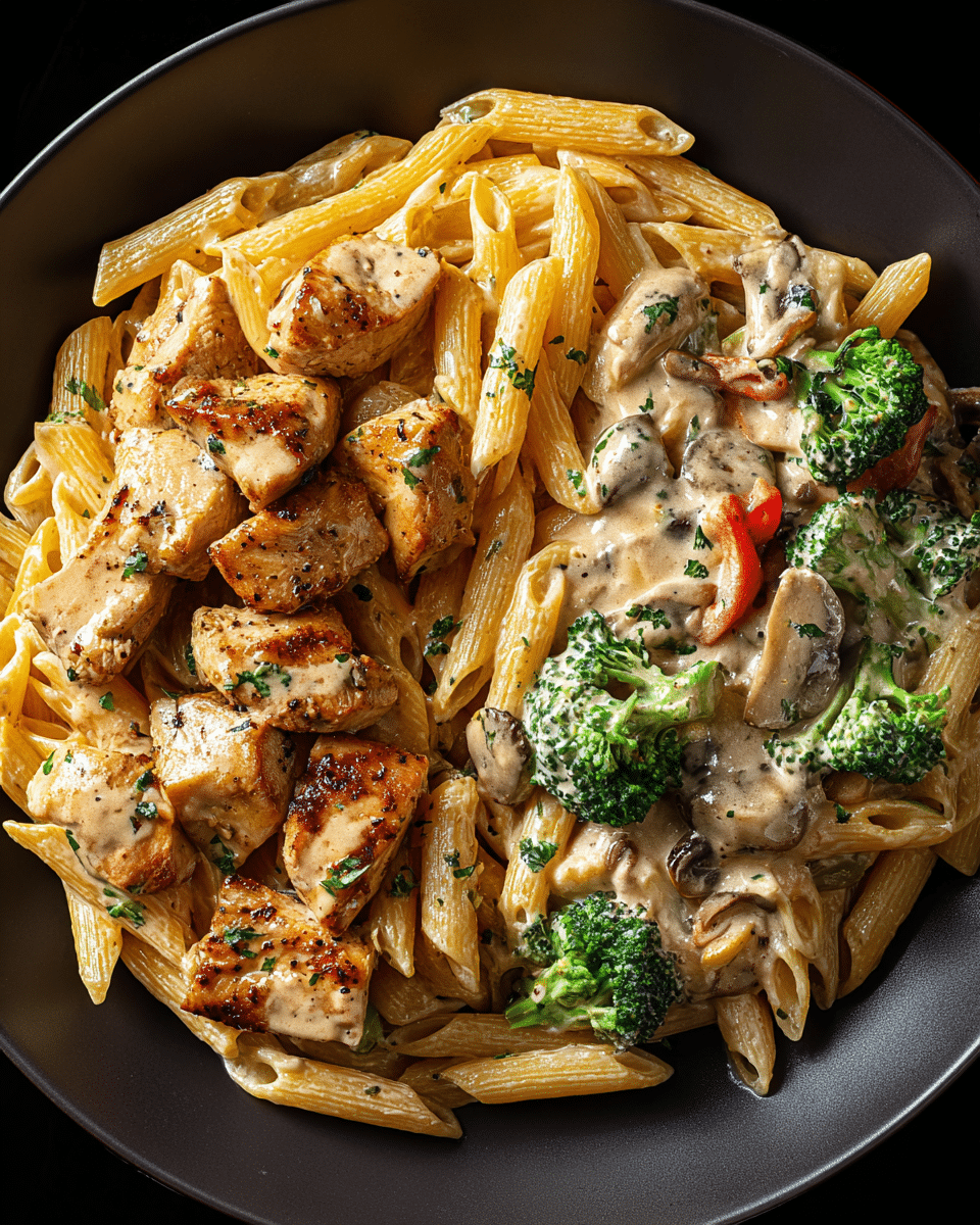 Creamy Chicken Mushroom Penne – Comforting, Cheesy & One-Pot Magic