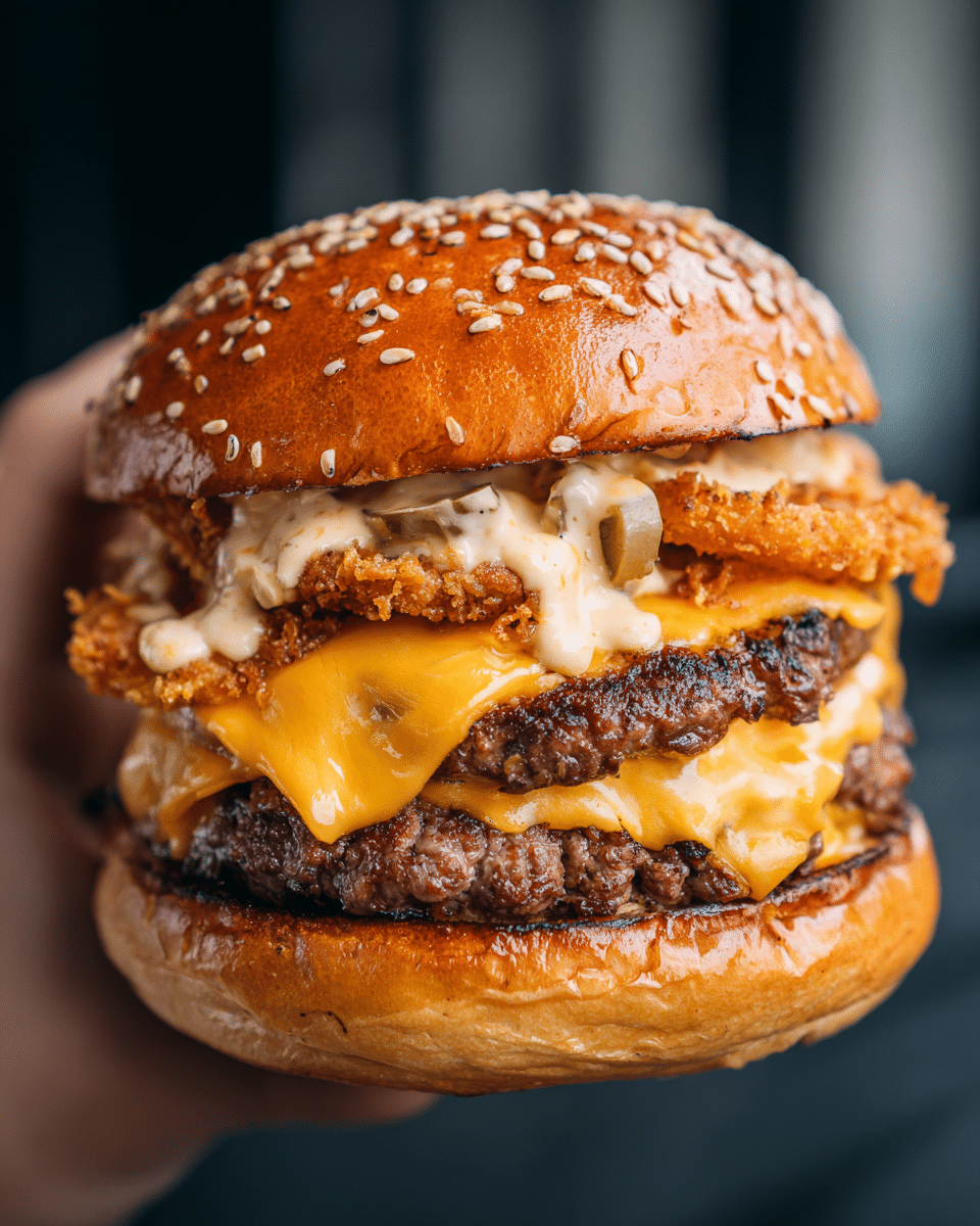 Ultimate Double Cheeseburger with Fried Cheese & Secret Sauce (Crispy, Juicy & Loaded)