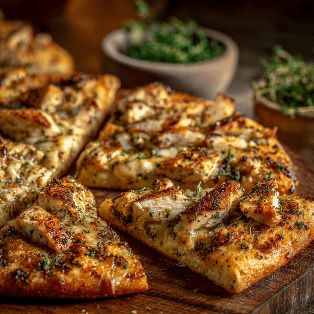 Chicken Alfredo Garlic Bread Pizza: Cheesy, Creamy, Crusty Perfection