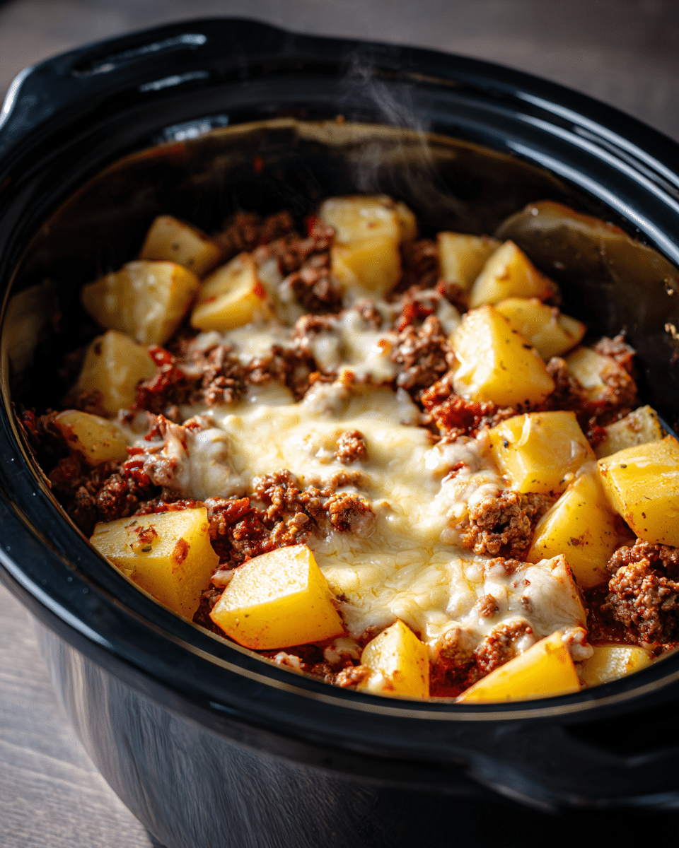 Crockpot Hamburger Potato Casserole (Hearty, Creamy & Family-Friendly)