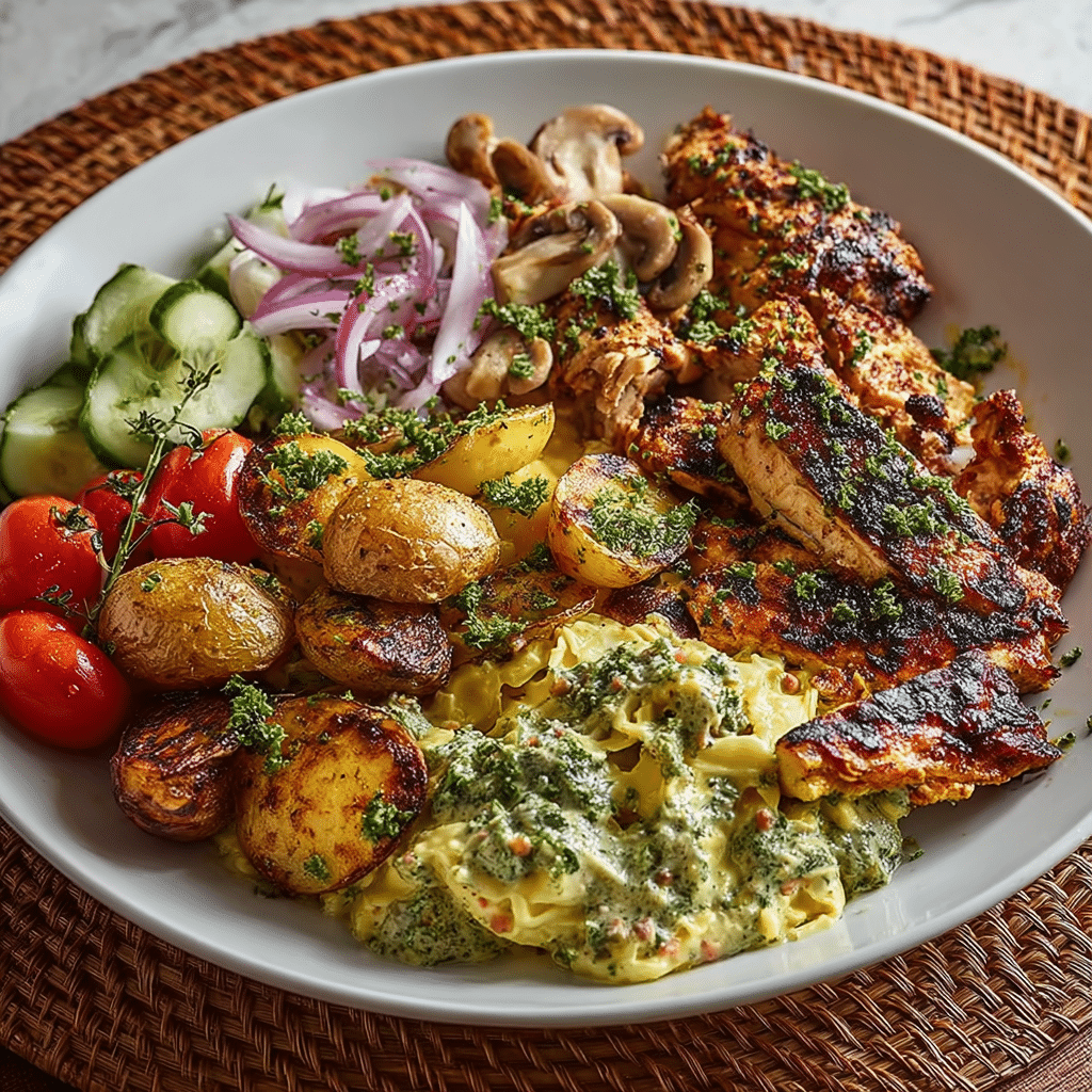 Ultimate Grilled Chicken Power Plate with Guacamole Mash & Crispy Potatoes