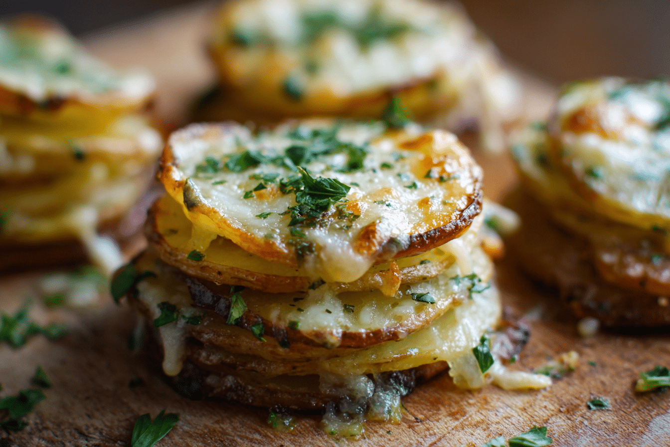 Crispy Roasted Garlic Parmesan Potato Stacks Recipe – A Showstopping Side Dish