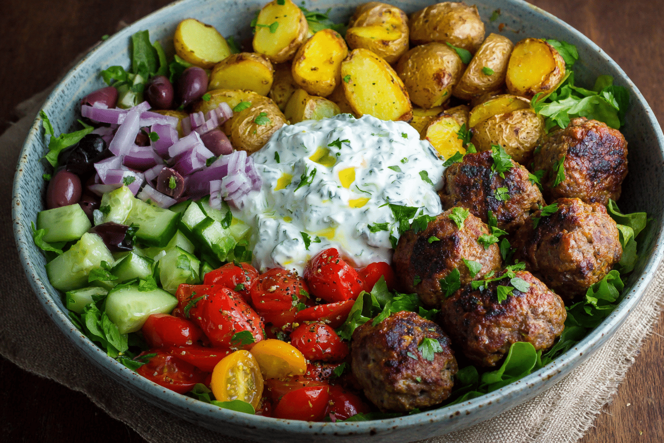 Greek Meatball Bowl Recipe – Fresh, Flavorful & Protein-Packed